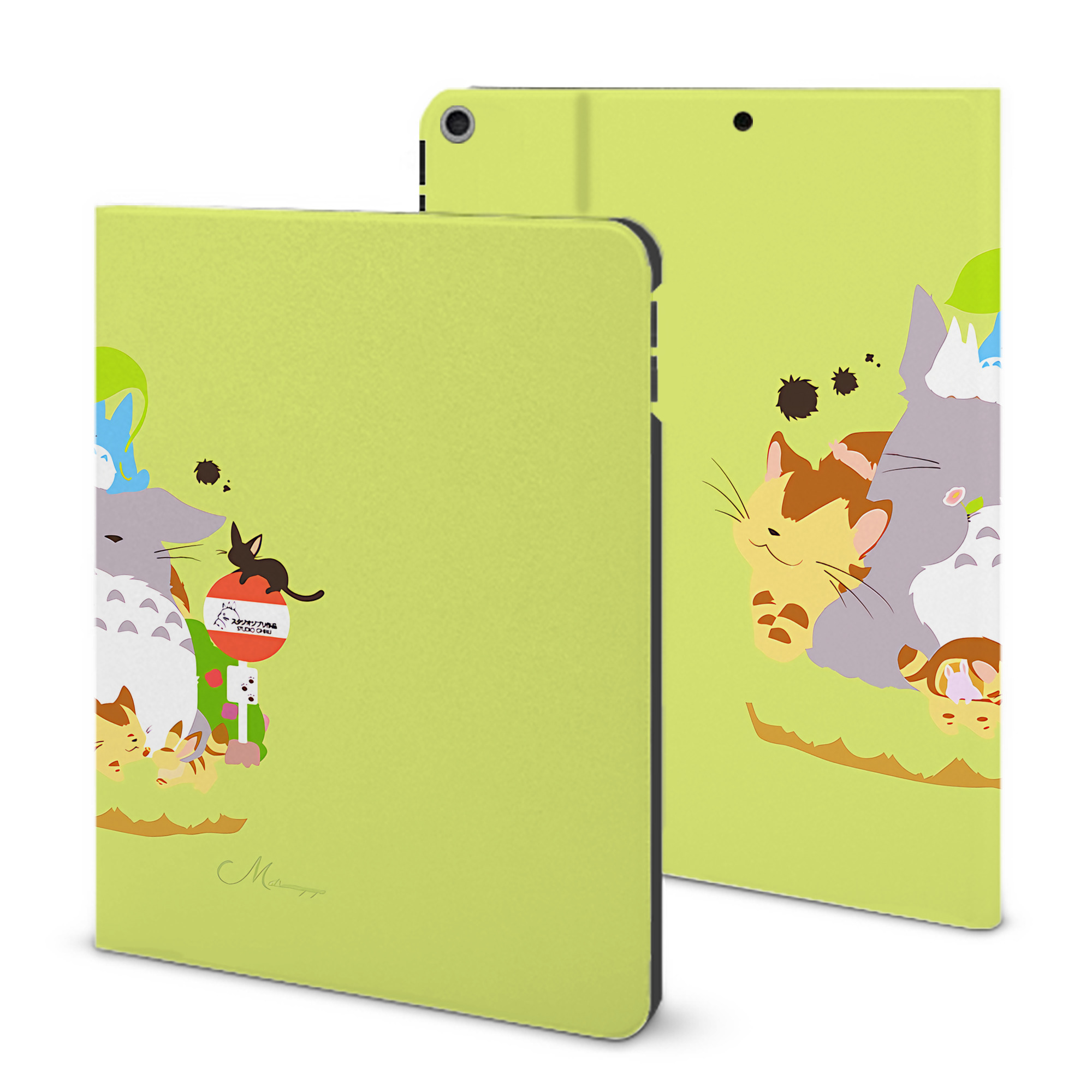 （画像用） となりのトトロ 草壁メイ 草壁サツキ My Neighbor Totoro Satsuki Kusakabe Mei Kusakabe IPad ケース ブック型 PUレザー TPU 耐衝撃 軽量 薄型 ペン収納なし 全面保護 IPad 各モデル対応